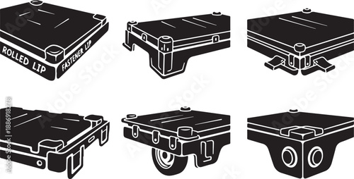 Black and white illustrations of various dolly designs shown