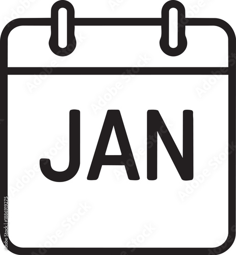 Calendar icon showing January vector design