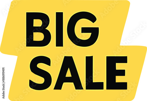 3d render of a sale sign with business text and paper alphabet letters over a yellow background concept illustration