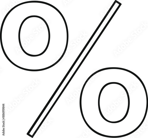 A clear and bold representation of the percentage symbol, ideal for financial, marketing, and promotional designs that require impactful graphic elements and typography.