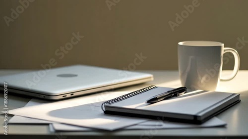 Wallpaper Mural Minimal workspace with laptop notebook and coffee
 Torontodigital.ca