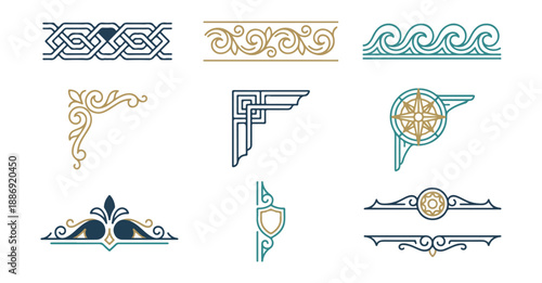 Decorative design elements set for digital design and commercial applications