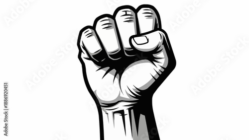 Raised fist symbol of power and protest.
