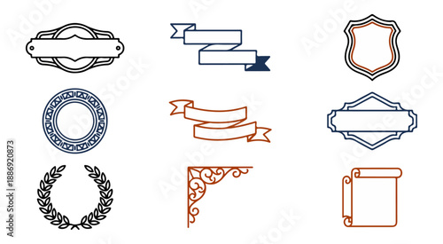 Decorative vector graphic elements design set isolated on black background