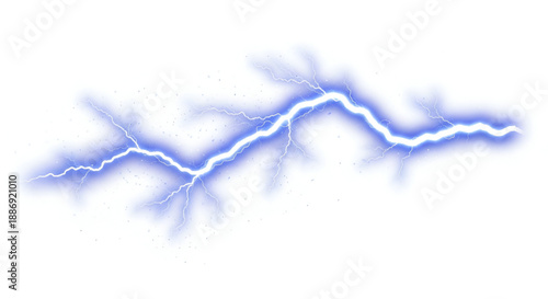Electric Lightning Arc VFX Isolated on White Background