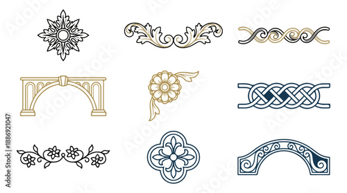 Ornamental design elements collection vector illustration