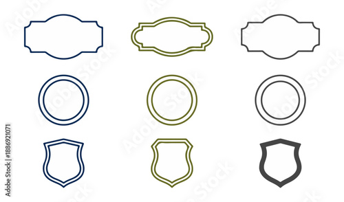 Set of blank label designs with decorative borders for various applications