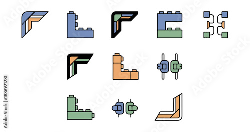 Abstract geometric shapes on black background for design elements