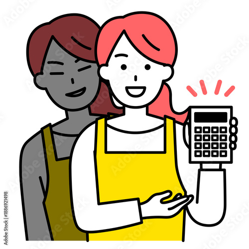 悪徳業者のエプロン姿の女性