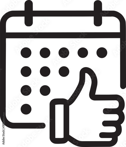Calendar icon with thumbs up vector design