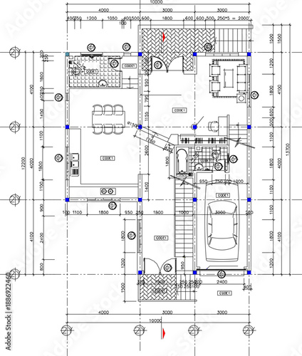 ector sketch illustration silhouette design architectural engineering drawing site plan layout of simple house building with scale size