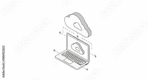 Laptop computer with lid partially removed illustration.