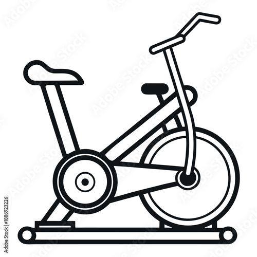 Recumbent Bike Outline Vector Icon – Seated Exercise Bike Gym Cardio Fitness Equipment