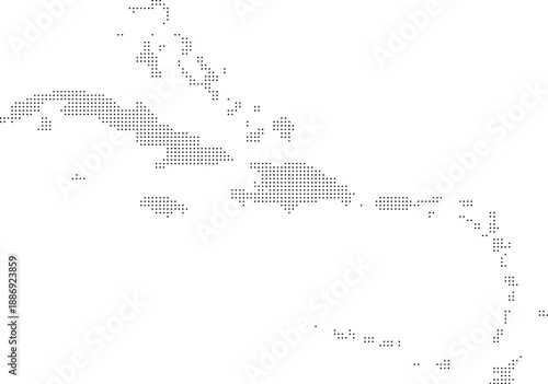 Caribbean Island country map in geometric square dot pattern view.