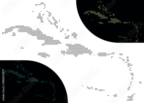 Square dot pattern Caribbean Island country map.