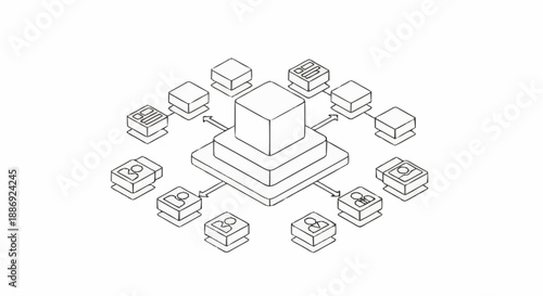 Centralized data storage system with connected peripheral devices.
