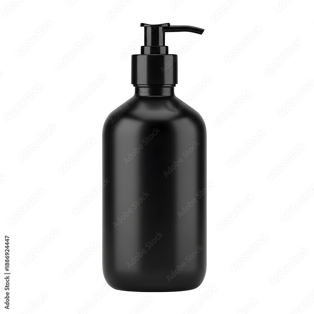 Fototapeta premium Black pump bottle mockup isolated on transparent background