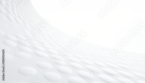 Abstract white surface with embossed oval pattern receding into light