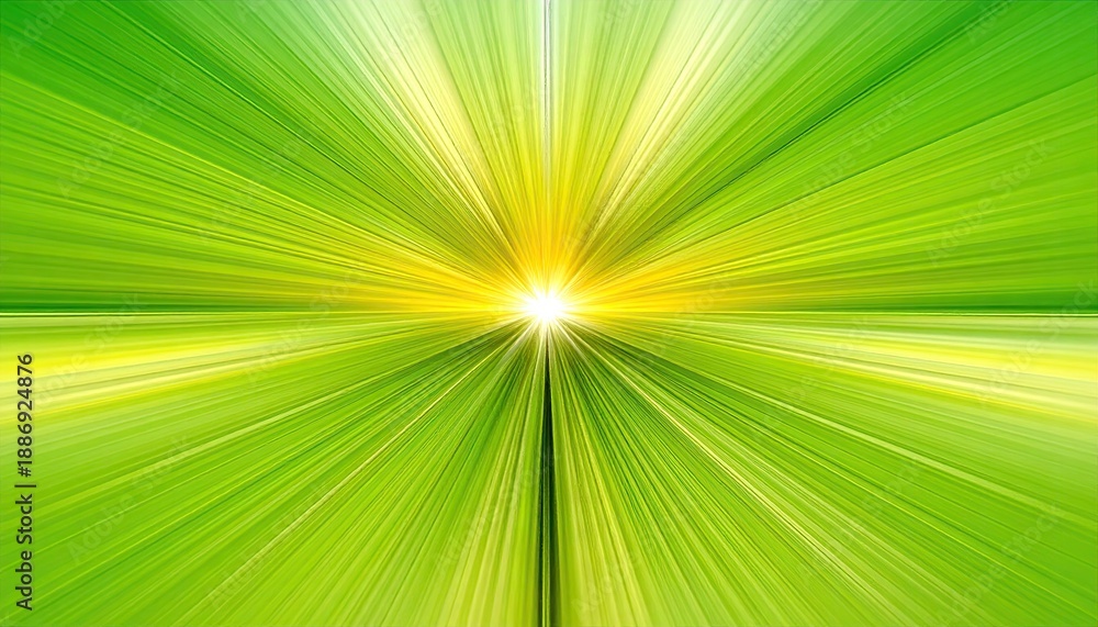 Fototapeta premium Radiant burst of vibrant green and yellow light emanating from a central point