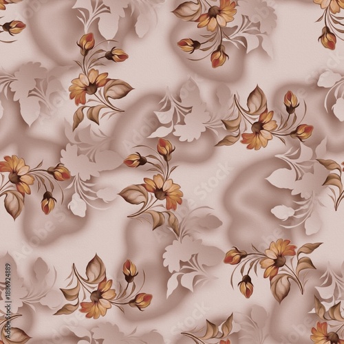Monotone seamless floral pattern with attactive abstract look.