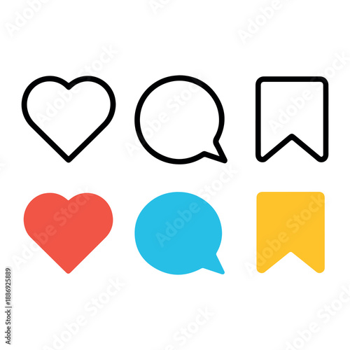 Social media icons in colorful and monochrome styles for engagement