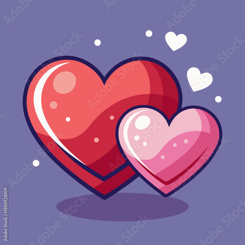 A Valentine's Day-inspired heart. Tiny hearts flutter about. Confessing a message of love. Simple icon illustration.