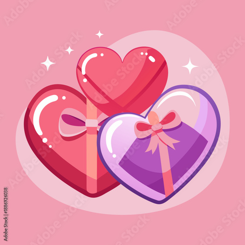 A Valentine's Day-inspired heart. Tiny hearts flutter about. Confessing a message of love. Simple icon illustration.