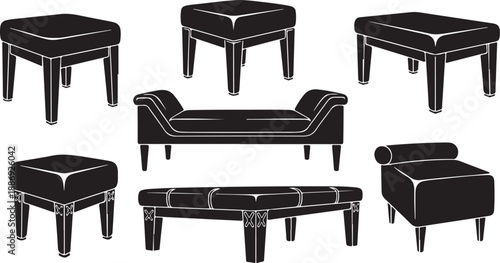Modern black furniture set with stylish designs and textures