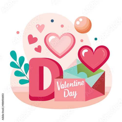 A Valentine's Day-inspired love letter. Tiny hearts flutter about. Confessing a message of love. Simple icon illustrations.