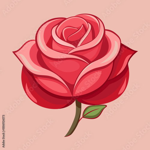 Valentine's Day-inspired rose. Tiny petals flutter about. Confessing a message of love. Simple icon illustration. Affection.