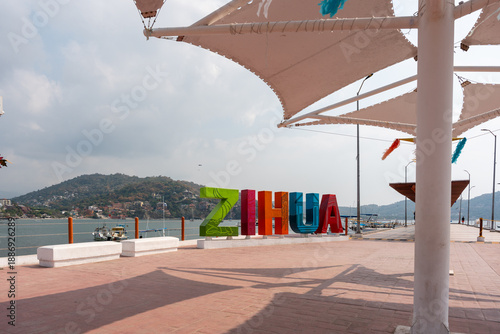 Bild auf Leinwand View of the Zihuatanejo Pier on the Costa Grande of Guerrero