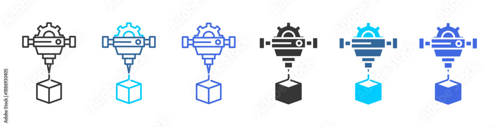 Naklejka premium Manufacturing process icon set multiple style collection 