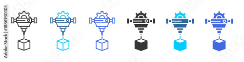 Manufacturing process icon set multiple style collection	
