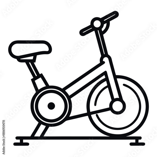Recumbent Bike Outline Vector Icon – Seated Exercise Bike Gym Cardio Fitness Equipment