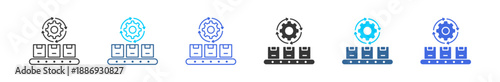 Assembly line icon set multiple style collection	
