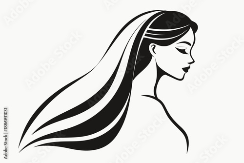 bride silhouette side profile with smooth curves