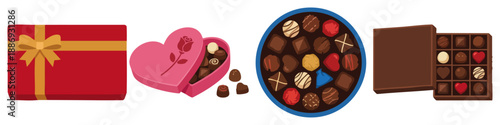 Box of chocolates  Flat Vector Illustration on Transparent Background
