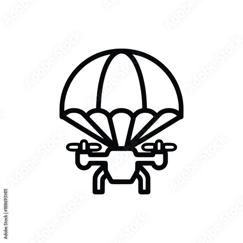 Bold Monoline Emergency Ballistic Parachute Drone Safety Icon
