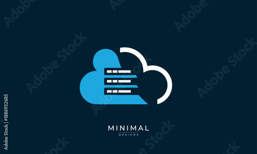 Cloud Computing Icon – Cloud Data Storage, Cloud Technology, Digital Network Symbol