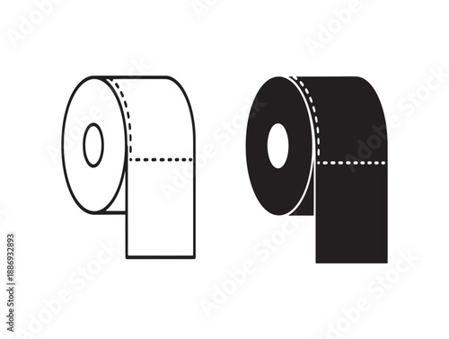 Two rolls of tape one white and one black isolated on a plain white background illustration