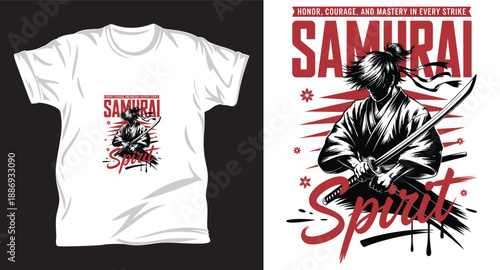 Samurai graphic vector t shirt design print.