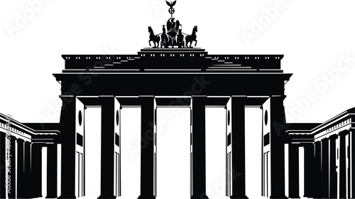 Brandenburg Gate Berlin Germany silhouette, landmark architecture vector illustration, historical 