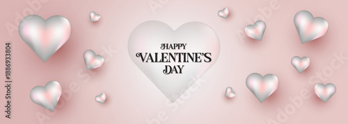 Happy Valentine's day template with heart shaped balloon, can be used in advertisement, promotion, love week sale poster design, discount announcement, online selling market flyer, Valentine day