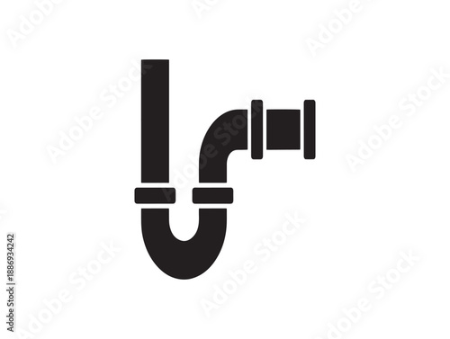 Simple black and white illustration of a plumbing trap used for drain pipes and wastewater removal