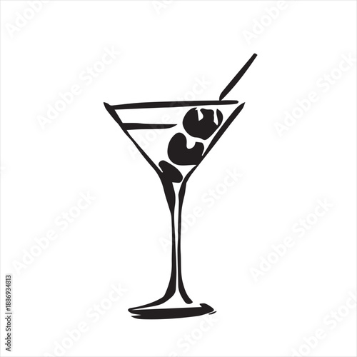 martini glass with ice