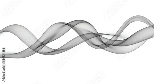 Detailed Gray Smoke Flow Isolated on White for Compositing