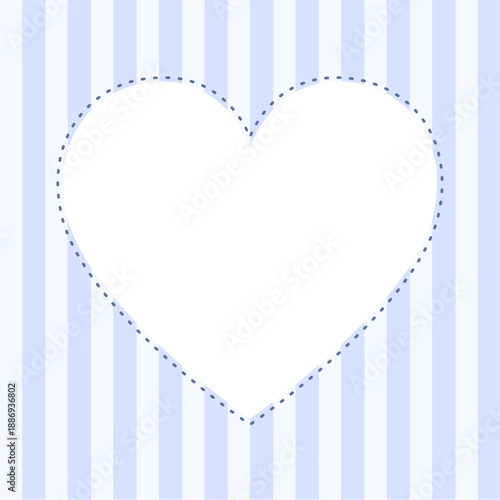 青のストライプとハートのフレーム