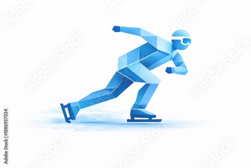 Winter sport competition ice skater illustration in polygonal style