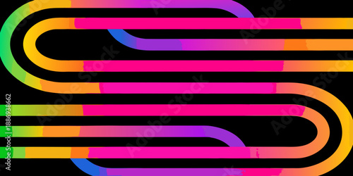 Colorful abstract lines forming an s shape on a black background