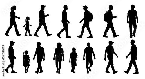 Collection of silhouetted people walking in different directions, Whisk_31c28e4df10518185cd44496f9e4519ddr.eps reference